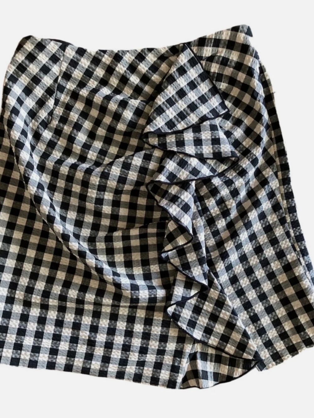 H&M Black White Gingham Mini Skirt Size 8 Back Zip